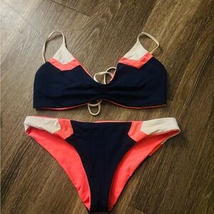 L*Space Navy and Coral Bikini Set